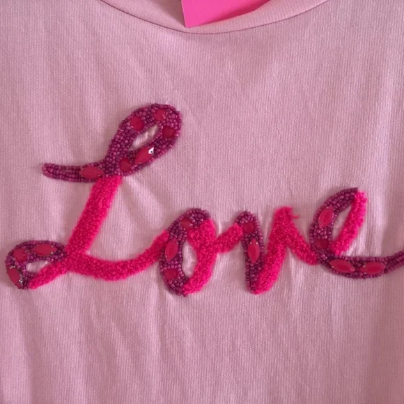 Lilly Pulitzer Cotton Rami Sweatshirt Pink Blossom 💕Love Graphic Embroidered M - Picture 6 of 14